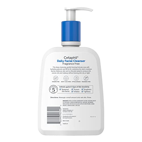 Cetaphil Face Wash, Daily Facial Cleanser for Sensitive, Combination to Oily Skin, 16 Oz, Fragrance Free Cetaphil