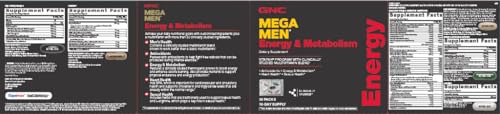 GNC Mega Men Energy and Metabolism Vitapak Program, Convenient, Complete Nutrition, 5 Products in 1 Packet, Calorie Burn, Thermogenic, 300mg Caffeine, 30 Daily Packs GNC
