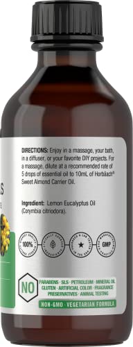 Lemon Eucalyptus Essential Oil | 2 oz | for Massage, Bath, Diffuser, DIY Projects & More Horbäach