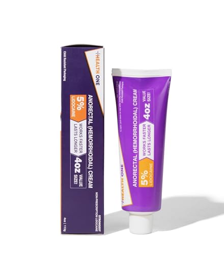 HEALTH ONE Lidocaine 5% Cream Maximum Strength Topical Anorectal Numbing Cream – 4 oz CRC Tube HEALTH ONE