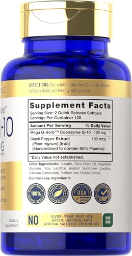 Carlyle CoQ10 100mg | 240 Softgels | Mega Q-Sorb Coenzyme Q-10 | with Black Pepper Carlyle
