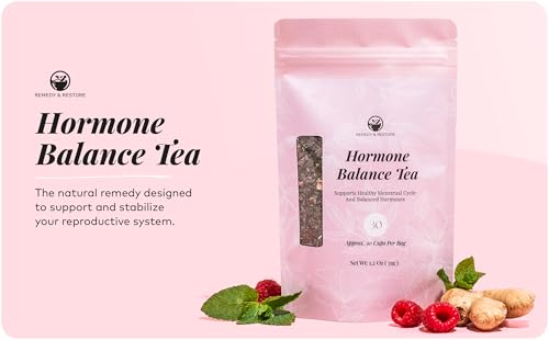Remedy & Restore Herbal Tea for Hormone Balance - Natural Menstrual Cycle Support, Spearmint Flavor, Loose Leaves, 1 Count Remedy & Restore