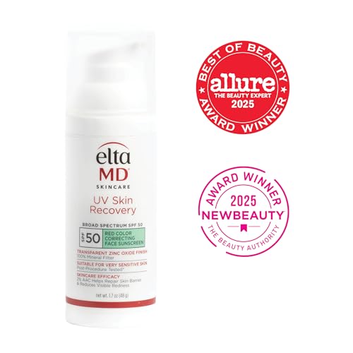 EltaMD UV Skin Recovery Green Tint 100% Mineral Sunscreen, SPF 50, Redness Correcting EltaMD