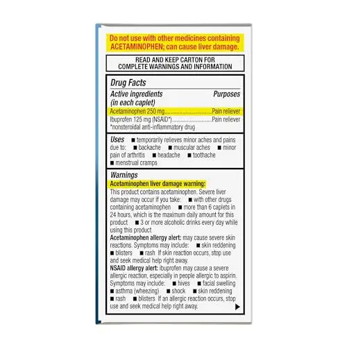 GoodSense Dual Action Acetaminophen and Ibuprofen (NSAID) Tablets, 250 mg/125 mg, Back Pain, 72 Count GoodSense