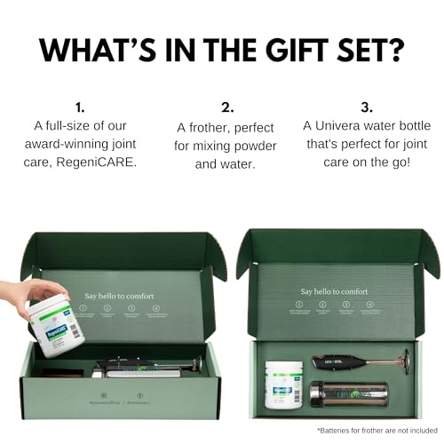 Holiday Gift Set, Joint Support with Univestin®, Glucosamine, Chondroitin & MSM — Bottle & Frother Included, Green Apple Flavor, 30 Servings Univera