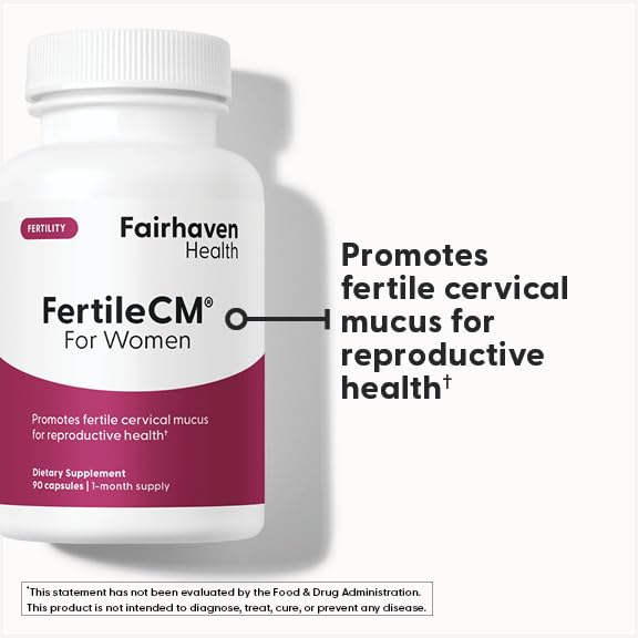 Fairhaven Health FertileCM Fertility Supplement for Women, Capsules - Fertile Cervical Mucus, Ovulation Cycle, Includes L-Arginine, N-Acetyl-Cysteine, Grape Seed Extract and Vitamin C - 90 Capsules Fairhaven Health