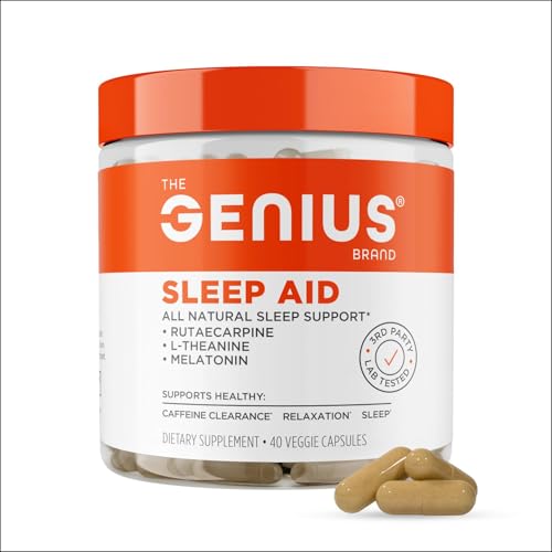 Genius Sleep AID - Smart Sleeping Pills Supplement - Relaxation Enhancer and Mood Support w/Inositol, L-Theanine & Glycine - 40 Capsules The Genius Brand