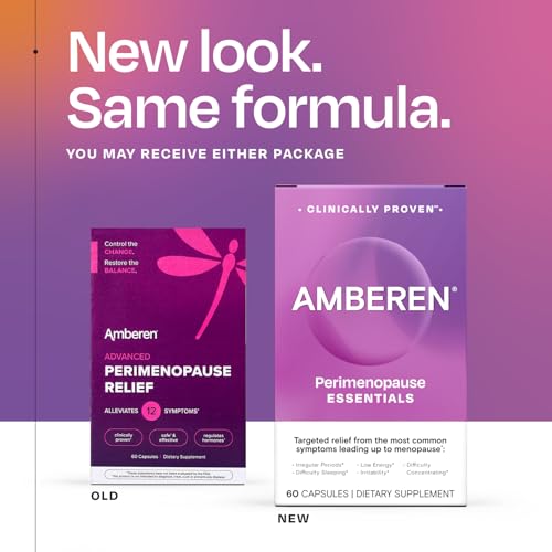 Amberen Perimenopause, Peri-Menopause Multi-Symptom Relief, Vitamin B, Vitamin E & Antioxidants Supplement, Clinically Shown to Help Support Hormone Balance, Hot Flashes & Night Sweats, 60 Count Amberen