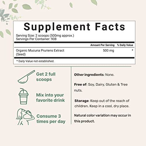 Micro Ingredients Organic Mucuna Pruriens Extract Powder,1 Pound (908 Servings) Micro Ingredients