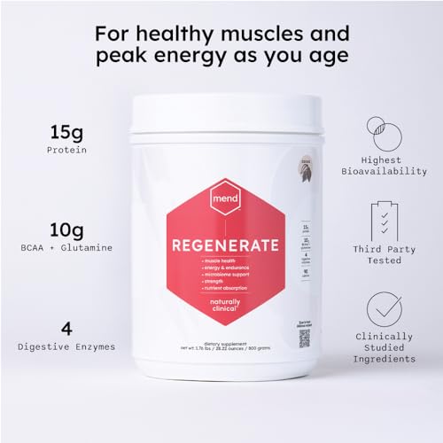 MEND Regenerate, Post Workout Recovery, Immune Support, and Sports Nutrition Supplement for Men and Women - Natural, Gluten Free, and Non-GMO - Cocoa Protein Powder, 20 Servings MEND