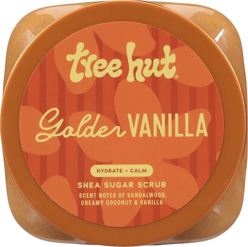 Tree Hut Golden Vanilla Shea Sugar Scrub, Exfoliating, Hydrating & Moisturizing Body Scrub with Shea Butter & Natural Oils Tree Hut