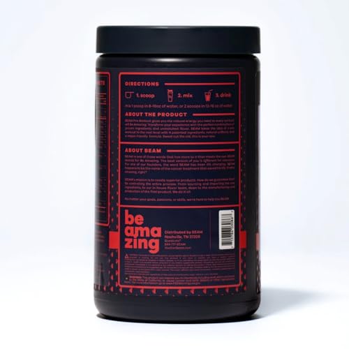BEAM Be Amazing Vegan Pre-Workout Powder | Energy Booster Powdered Drink with All BEAM