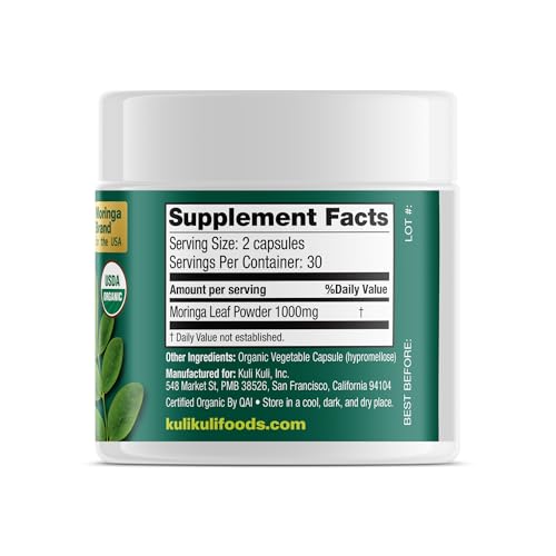 KULI KULI Organic Pure Moringa Capsules, 60 CT Kuli Kuli