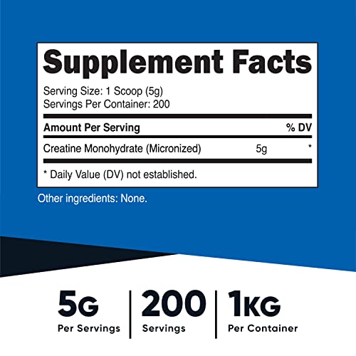 Nutricost Creatine Monohydrate Micronized Powder (1 KG) - Pure Creatine Monohydrate Nutricost