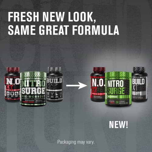 Jacked Factory Nitrosurge Pre Workout, N.O. XT Nitric Oxide Supplement & Build-XT Daily Jacked Factory