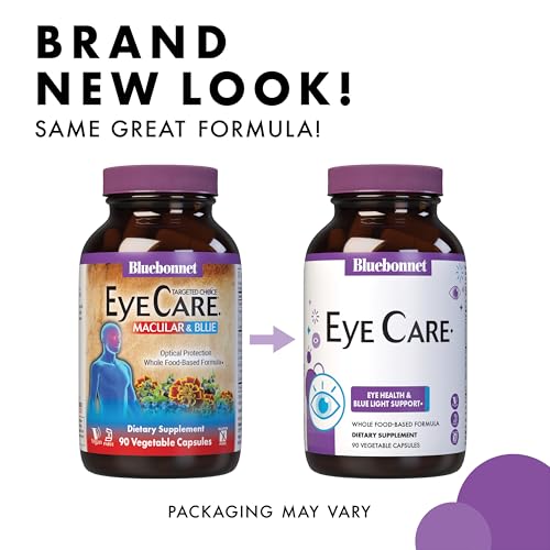 Bluebonnet Nutrition Eye Care Macular & Blue, Eye Health & Blue Light Support*, Vegan, Kosher-Certified, Gluten-Free, Dairy-Free, 60 Vegetable Capsules, 30 Servings BlueBonnet