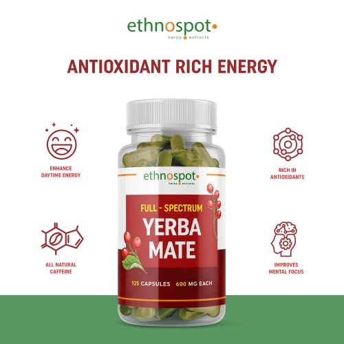 Full Spectrum Yerba Mate Capsules - Boosts Energy & Mental Focus - Supports Health Ethnospot