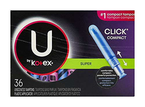 U by Kotex Click Compact Tampons, Super Absorbency, Unscented, 36 Count U by Kotex