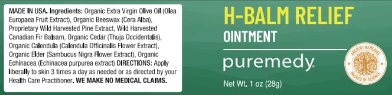 Puremedy - H-Relief Balm - All-Natural Salve for Bottom Lumps and Fissures, with Only Certified Organic or Wild Harvested Ingredients, 1 oz Puremedy