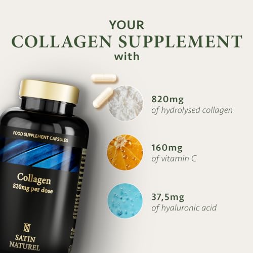 Collagen Capsules 820mg - 180 High Strength Capsules (3 Months Supply) SatinNaturel