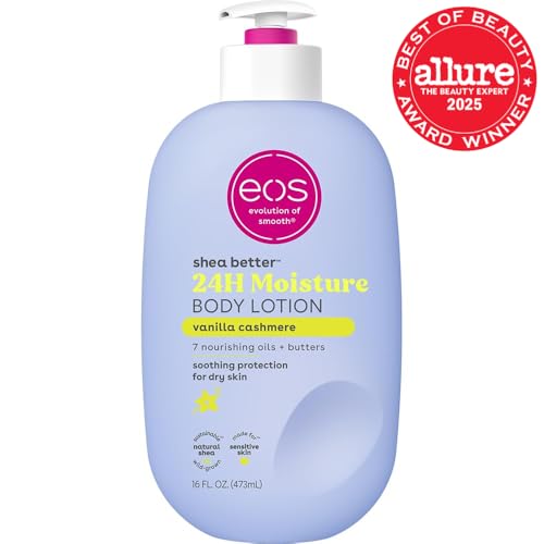 eos Shea Better Body Lotion Vanilla Cashmere, 24-Hour Moisture Skin Care, Lightweight eos