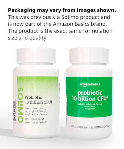 Amazon Basics Daily Probiotic, 10 Billion Active Cultures, Supporting Digestive and Intestinal Health, Capsule, 60 Count, Two Month Supply Amazon Basics