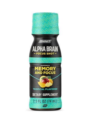 ONNIT Alpha Brain Focus Shot, Tropical Flavor, Nootropic Dietary Supplement Drink That Supports Energy, Focus, and Mood, IGEN™ Non-GMO Tested, 2.5 fl oz, 6 Count ONNIT