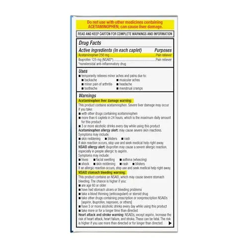 GoodSense Dual Action Acetaminophen and Ibuprofen (NSAID) Tablets, 250 mg/125 mg, Back Pain, 144 Count GoodSense