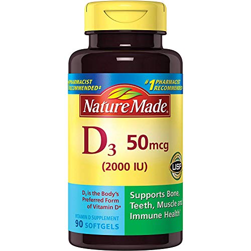 Nature Made Vitamin D3 2000 IU Liquid Softgels 90 ea (Pack of 2) Nature Made