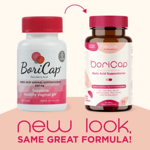 BoriCap - Boric Acid Suppositories for Women - 600 mg - Vaginal Health, pH Balance, Itch & Odor - Natural BoriCap