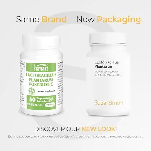 Supersmart - Lactobacillus Plantarum PostBiotic 20 Billion CFU per Day (Immuno-LP20) - Heat-Treated Probiotic Supplement | Non-GMO & Gluten Free - 60 Vegetarian Capsules Supersmart