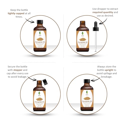 SVA Fenugreek Oil 4oz (118ml) Premium Carrier Oil with Dropper for Hair Care, Hair Oiling, Scalp Massage SVA ORGANICS
