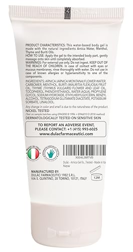 Dulac Arnica Body Massage Gel – Water-Based Cosmetic Massage Gel with Arnica Montana, Fast-Absorbing Lightweight Texture, Non-Greasy Feel, Dermatologically Tested, 1.7 Fl Oz DULÀC FARMACEUTICI 1982