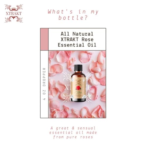 XTRAKT Pure Rose Essential Oil - Therapeutic Grade Aromatherapy Oil for Elegance and Emotional Balance XTRAKT