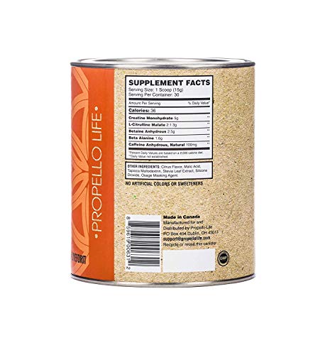 Propello Life Pre-Workout Drink Mix, West Coast Citrus, 450g Propello Life