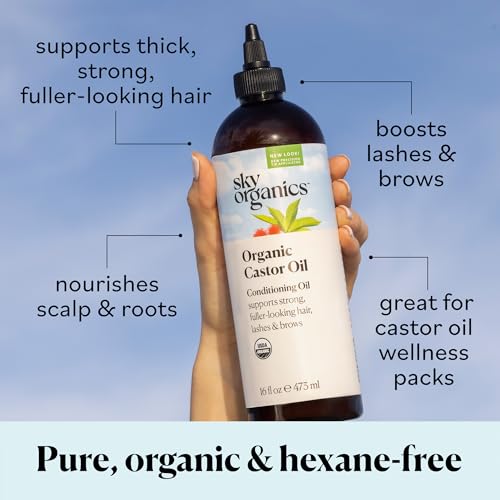 Sky Organics Organic Castor Oil (16 oz) USDA Certified Organic, 100% Pure, Cold Pressed Sky Organics