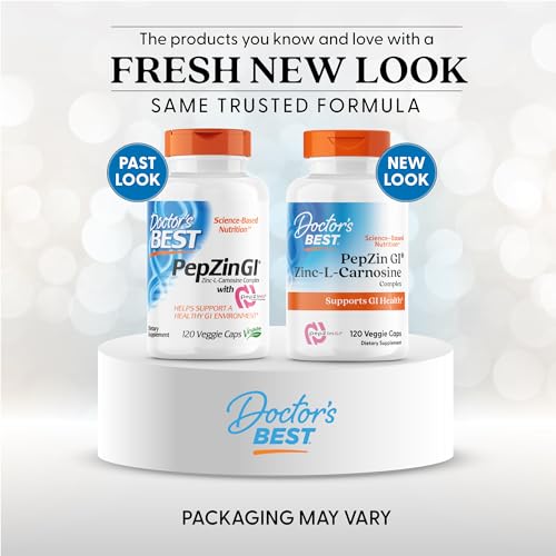 Doctor's Best PepZin GI, Zinc-L-Carnosine Complex for Men & Women - Zinc Carnosine Supplement Caps for Gut Health, Digestive Support, & Stomach Comfort Doctor's BEST