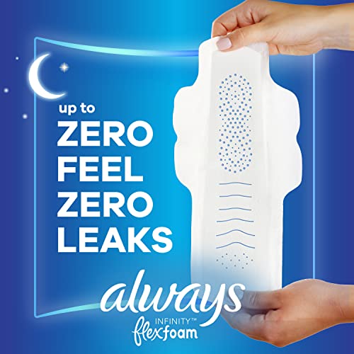 Always Infinity Feminine Pads For Women, Size 4 Overnight Absorbency, Multipack, With Flexfoam Always