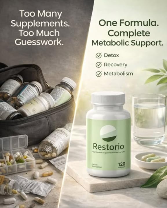 Restorio™ Metabolic Health Support Capsules - Liver & Inflammation Support - Hangover Prevention - Exercise Recovery - 120 Capsules Restorio