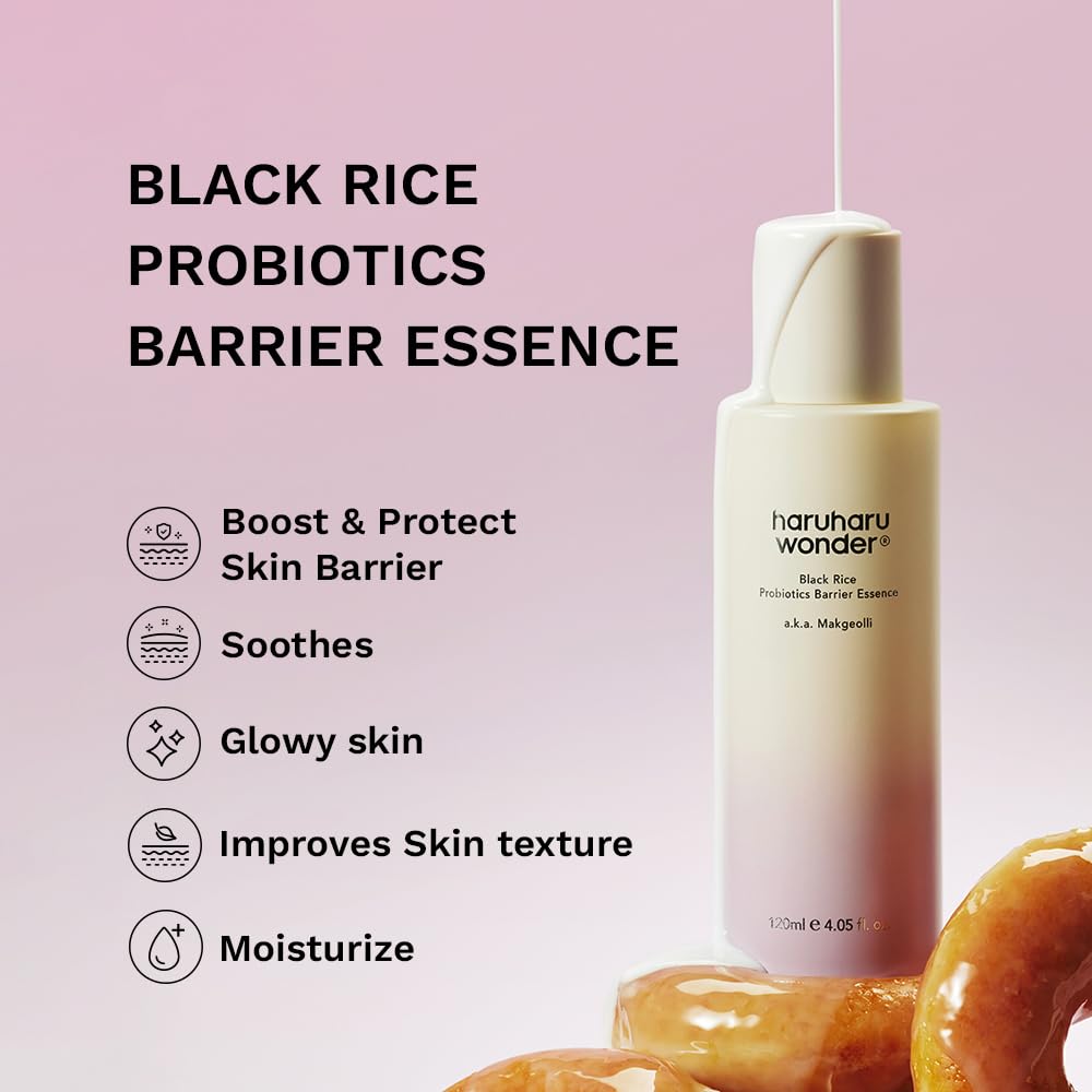 haruharu Wonder Black Rice Probiotics Barrier Essence, Skin Flooding & Layering, Strengthens Skin Barrier HARUHARU