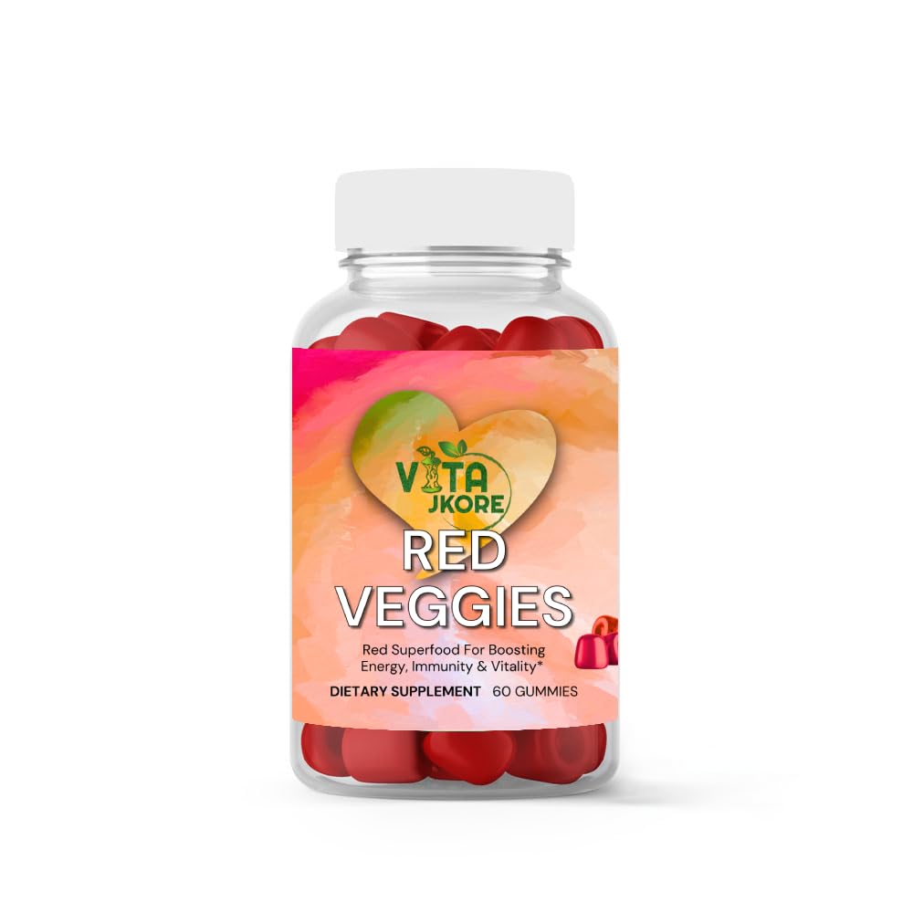 VITA JKORE Red Veggies Superfood Gummies, Energy & Immunity Booster, 60 Count Dietary Supplement, Natural Beetroot Blend VITA JKORE