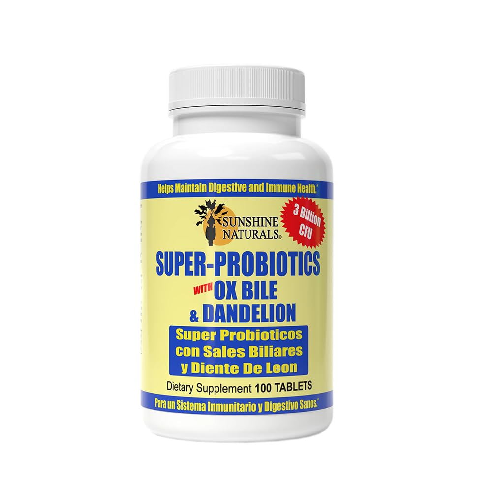 Sunshine Naturals Super Probiotics Supplement. Improves Digestion, Gut Health, Immune System Support, and Healthy Bowel Function. Promotes Healthy Flora. 100 Capsules. Sunshine Naturals