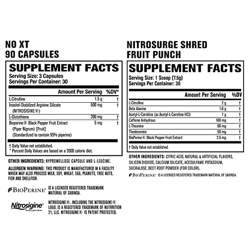 Jacked Factory Nitrosurge Shred Thermogenic Pre-Workout in Fruit Punch & N.O. XT Nitric Jacked Factory