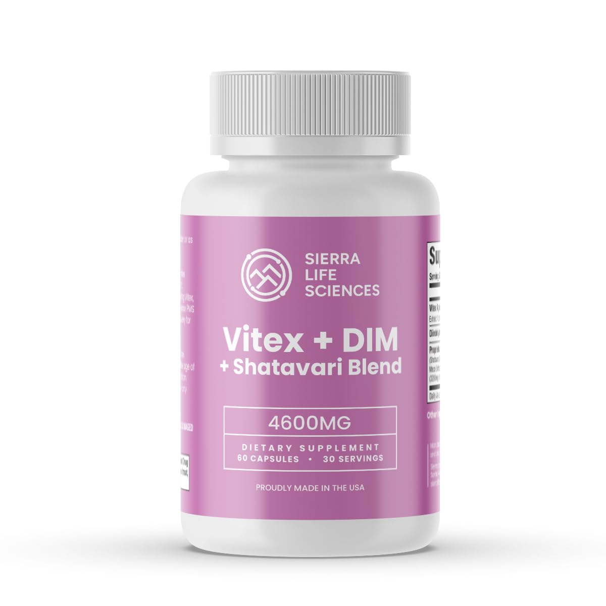 SIERRA LIFE SCIENCES Hormonal Balance Blend for Women – Vitex, DIM, Shatavari + Adaptogenic Support – Menstrual & Menopause Relief – Vegan, Clean-Label Formula – 4600mg – 60 Capsules SIERRA LIFE SCIENCES