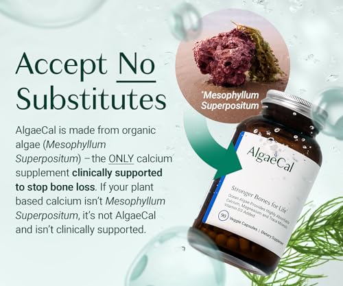 ALGAECAL - Plant Based Calcium Supplement for Women & Men - Organic Calcium 750mg with Vitamin D3 1000 IU, 13 Minerals for Bone Strength ALGAECAL