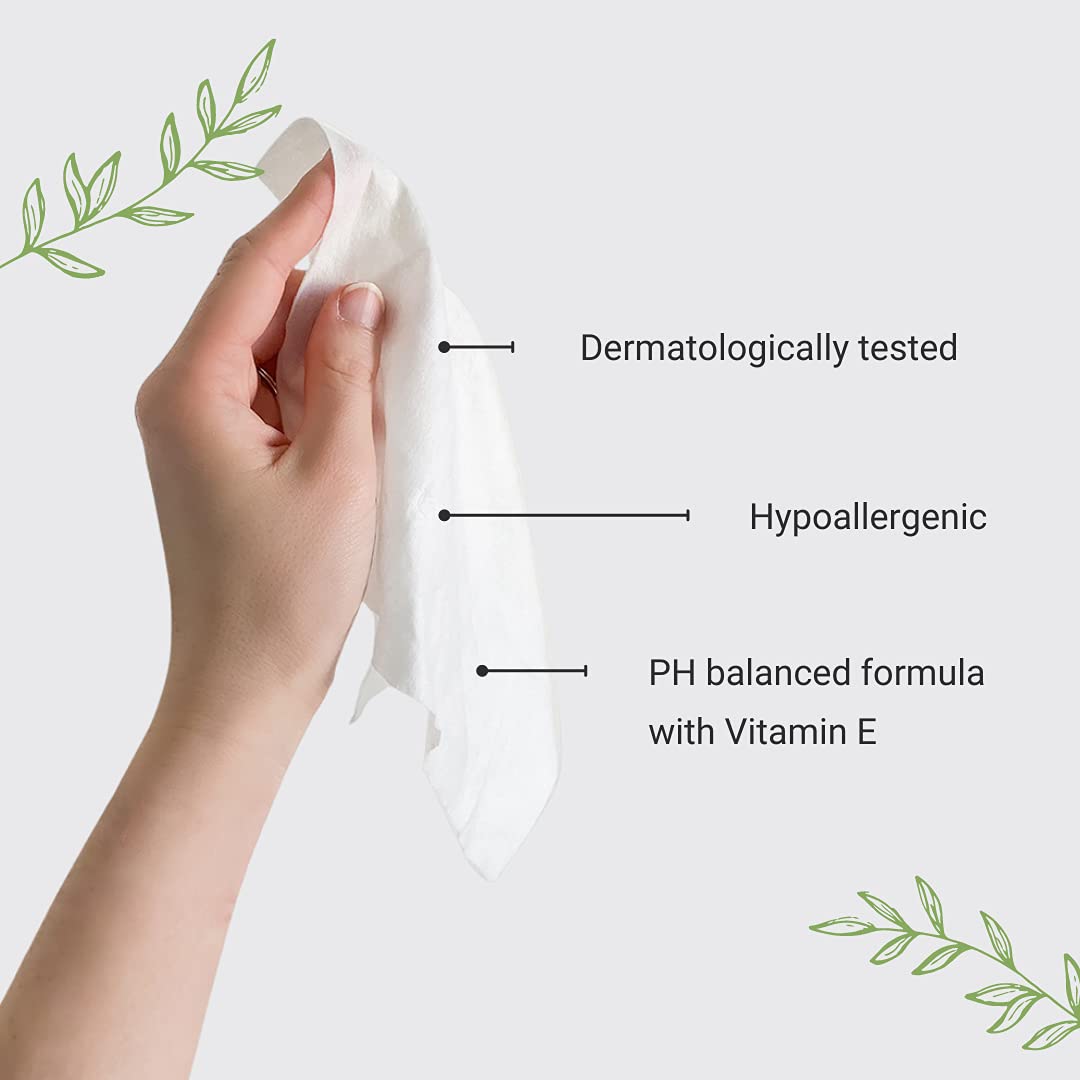 Veeda 100% Natural Cotton PH Balanced Hypoallergenic Feminine Wet Wipes, Safe Cleansing Cloths Veeda