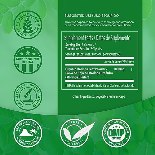 PURA VIDA Moringa Capsules Single Origin Moringa Powder Organic. Moringa Leaf PURA VIDA MORINGA