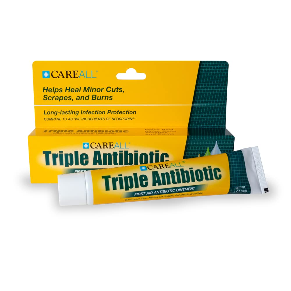 CareAll Triple Antibiotic Ointment 1.0 oz (4 Pack), First Aid Ointment for Minor Scrapes, Cuts, and Burns to Help Prevent Infection, Compare to The Active Ingredients of The Leading Brand CareAll