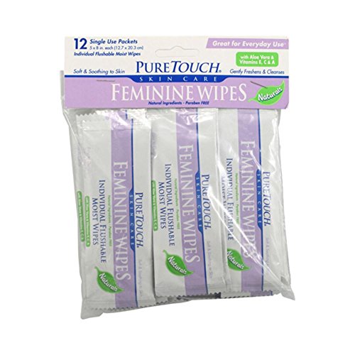 Puretouch Skin Care Individual Flushable Moist Feminine Wipes, 12 Count Puretouch Skin Care