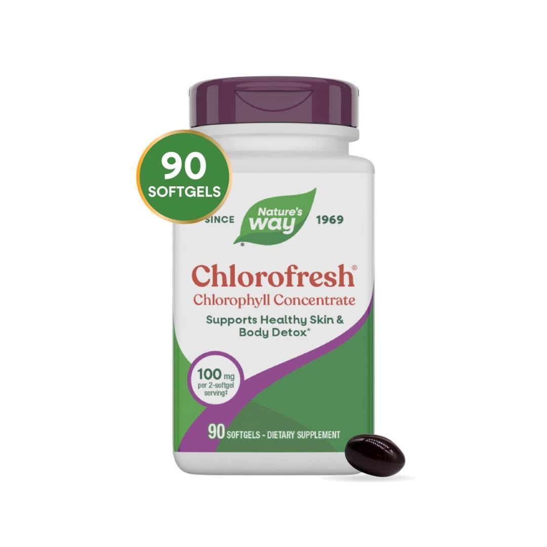 Nature’s Way Chlorofresh Chlorophyll Concentrate Softgels, Chlorophyllin Copper Complex, Internal Deodorant Supplement, Supports Healthy Skin and Detox Pathways Nature's Way